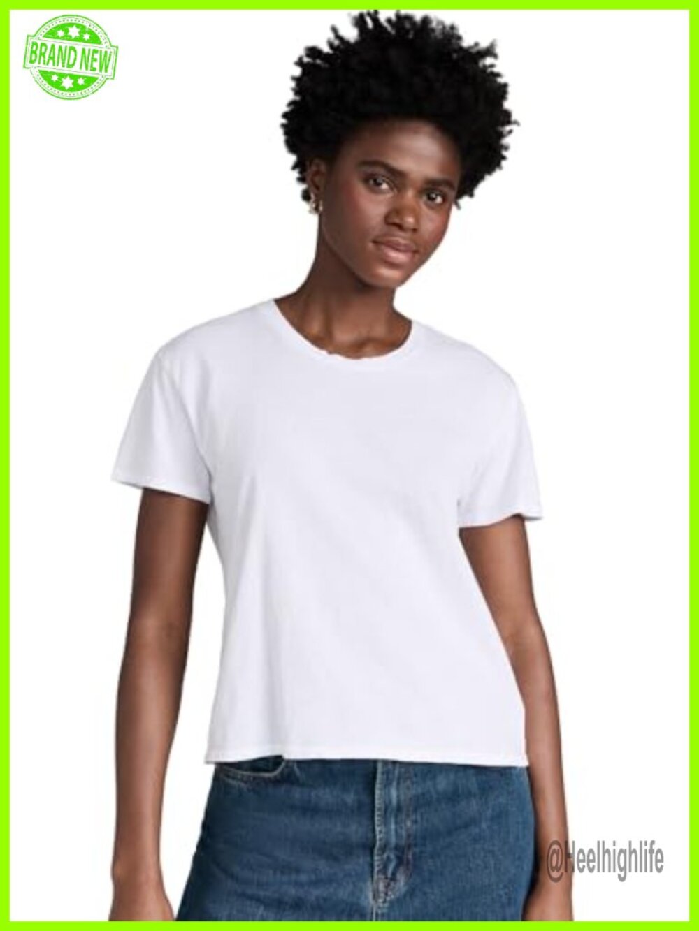 Boxy Crew Neck Tee Lightweight Jersey Cotton Relaxed Casual T-Shirt